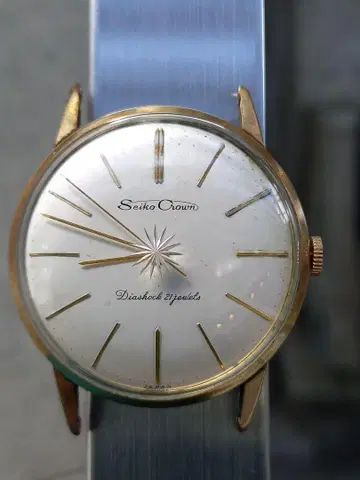 Seiko Crown 수동 와인딩 손목시계 골드 케이스