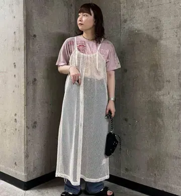 니코앤드 레이어드 메쉬 원피스 화이트