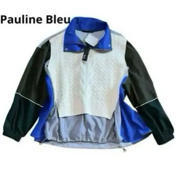 Pauline Bleu 후드티 블루종 자켓 니트 이종 소재