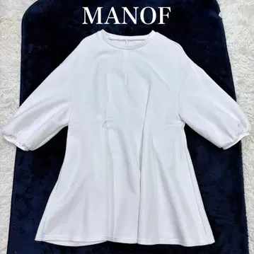 MANOF 마노프 페플럼풍 튜닉 오분 소매 티셔츠 화이트 F 일본제