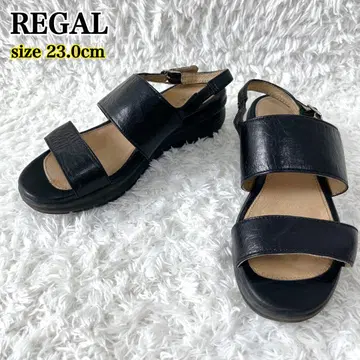 REGAL 리걸 샌들 가죽 컴포트 스트랩 통굽 블랙