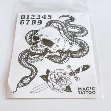 Skull&snake 해골 뱀 장미 대거 2 주간 타투