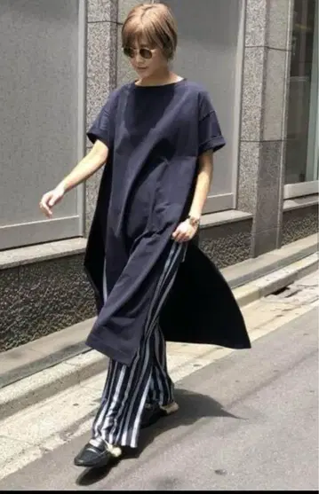 L'Appartement BOATNECK 티셔츠 원피스 네이비