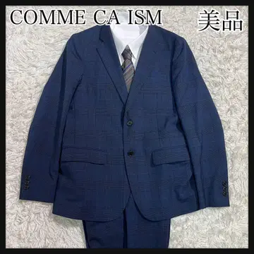 [새상품급] COMME CA ISM 네이비 체크 무늬 수트