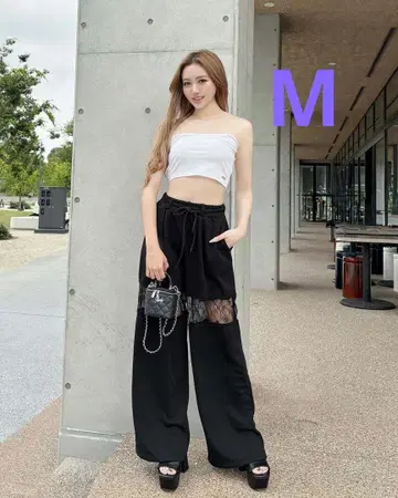 rady 레이스 라인 와이드 팬츠 블랙 M 사이즈 재고 2개