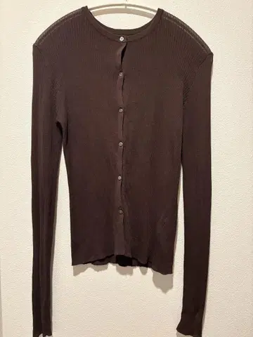 Plage whisper rib sheer 가디건 브라운