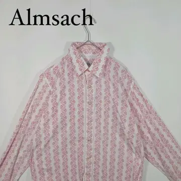 Almsach 화이트/레드 페이즐리 올 패턴 셔츠