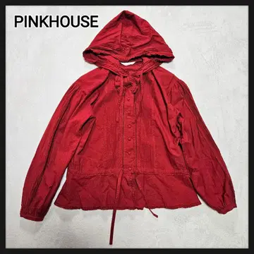 PINKHOUSE 블라우스 피코 프릴 핀턱 후드 부착 리본