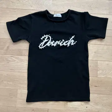 darich 다리치 자수 펄 티셔츠 블랙