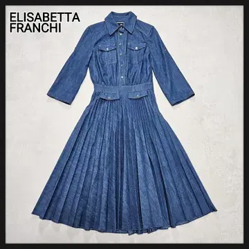 [새상품급] ELISABETTA FRANCHI 데님 원피스 플리츠 40