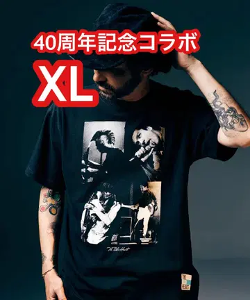 glamb 블루 하츠 40주년 기념 콜라보 티셔츠 XL 블랙