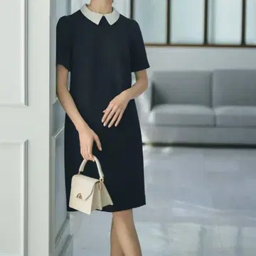 미사용 새상품 셀포드 현행 카라 부착 분또 코쿤 원피스 M 네이비