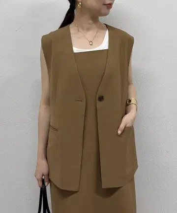 Loungedress 라운지 드레스 베스트 린넨 라이크 노카라 베스트