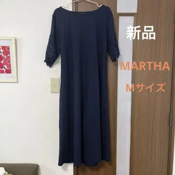 새상품 마사 소매 레이스 원피스 네이비 M