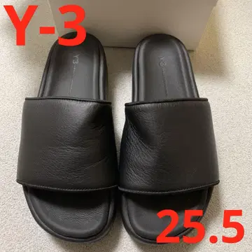 Y-3 SLIDE 요지 야마모토 가죽 샌들 블랙 25.5