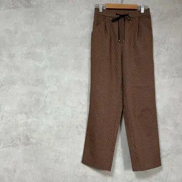 쓰리쿼터 일본제 스트레이트 팬츠 하운드투스 체크 브라운 블랙 하의 슬랙스