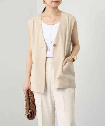 Loungedress 라운지 드레스 베스트 린넨 라이크 노카라 베스트