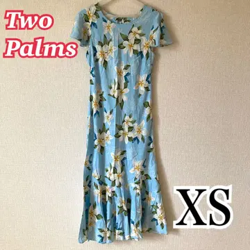 TwoPalms 하와이안 원피스 무무 스카이블루 스카이블루 꽃 XS