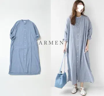 새상품급 ARMEN 아멘 유틸리티 밴드 카라 롱 원피스