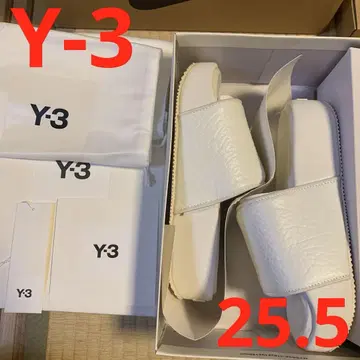 Y-3 SLIDE 요지 야마모토 가죽 샌들 화이트 25.5