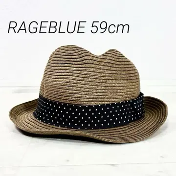 RAGEBLUE 59cm 밀짚모자 도트 블랙 여름 비치