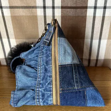 데님 리메이크 프릴 테트라 파우치 핸드메이드