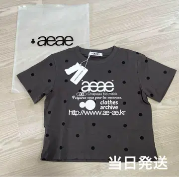 aeae 그레이 도트 무늬 숏 기장 티셔츠