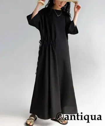 "antiqua" "patterntorso" 허리 디자인 원피스 블랙