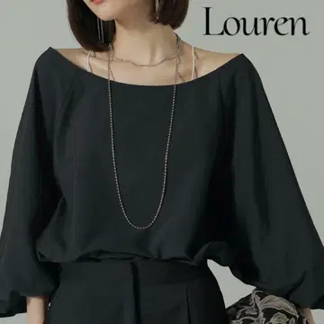 louren 로렌 보트 넥 퍼프 슬리브 블라우스