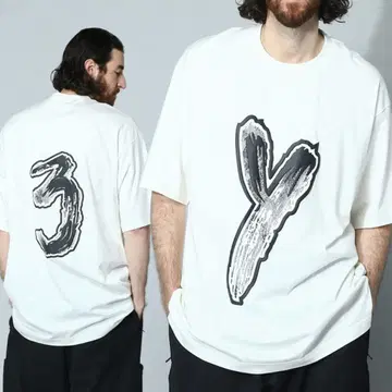 Y-3 와이 쓰리 로고 프린트 크루넥 루즈 반팔 티셔츠 LOGO