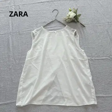 자라 슬리브리스 블라우스 드레이프감 쉬폰 시어 뒷면 슬릿 화이트