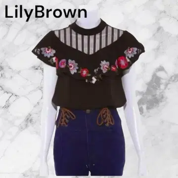 LilyBrown 릴리 브라운 자수 블라우스 꽃무늬 시스루