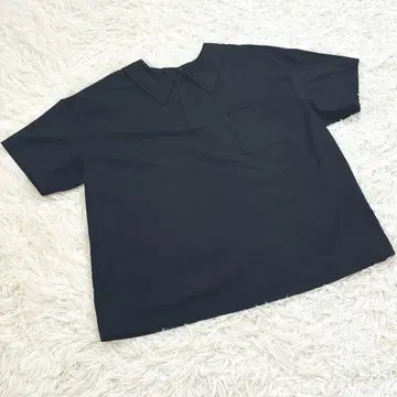 mizuiroind 셔츠형 칼라 반팔 블라우스 블랙 옷깃 프리