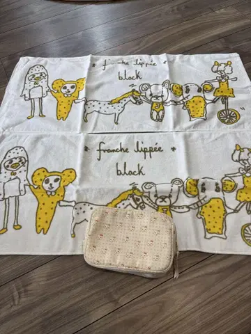 새상품 프랑슈리페 페이스타월 2장 고양이 패턴 파우치 3개 세트