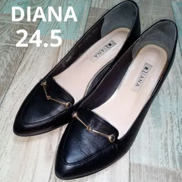 새상품급 다이애나 24.5 DIANA 펌프스 비트 로퍼풍 가죽 블랙