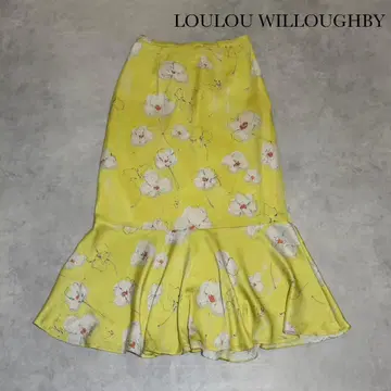 LOULOU WILLOUGHBY 새틴 꽃무늬 머메이드 스커트 R169