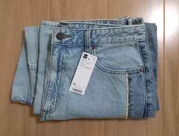 새상품 GU 배럴 레그 청바지 (길이 짧은) XL
