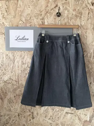 Leilian 데님 플리츠 스커트
