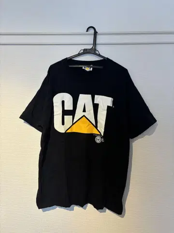 구제 의류 CAT 기업 로고 블랙 티셔츠