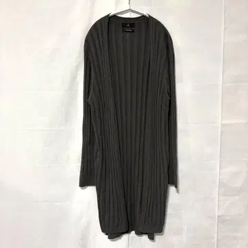 INED 이네드 롱 가디건 리브 니트 그레이 큐프라