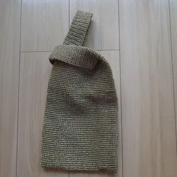 샴페인 골드 비즈 뜨개질 핸드백