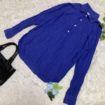새상품급 빔즈 하트 린넨 셔츠 블루 하프 버튼 남성용 L 사이즈