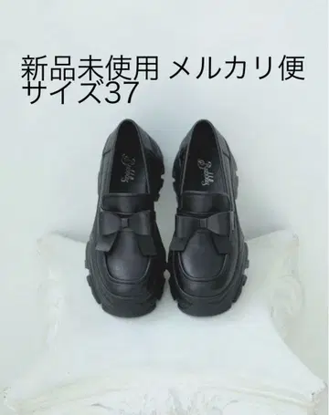 BUBBLES 버블스 리본 로퍼 통굽 로퍼 블랙