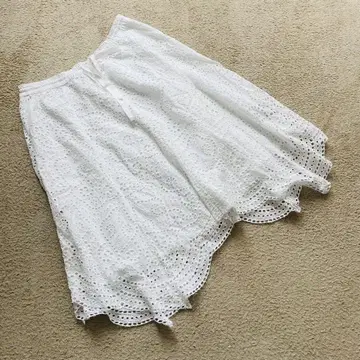 로렌 랄프 로렌 올 패턴 스커트 자수 컷워크 화이트 최근 태그