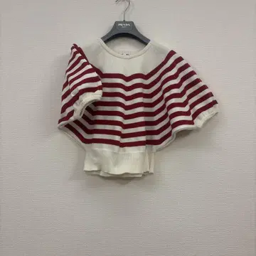 To b. by agnes b. 반팔 니트 보더 빨간색