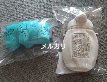 고대 이집트 전시회 카노푸스 항아리 숄더백 파랑 하마 봉제 인형