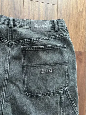BLESSU 그레이 데님 와이드 팬츠