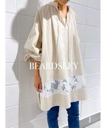 BEARDSLEY 코튼 린넨 밑단 레이스 BIG 튜닉 셔츠 일본제