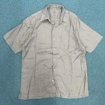 90s 랜즈엔드 린넨 셔츠 린넨 100 무지 반팔 셔츠