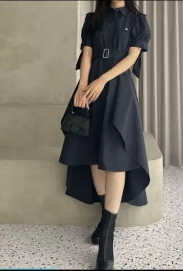 dazzlin POLO 네이비 셔츠 원피스 반팔 벨트 포함